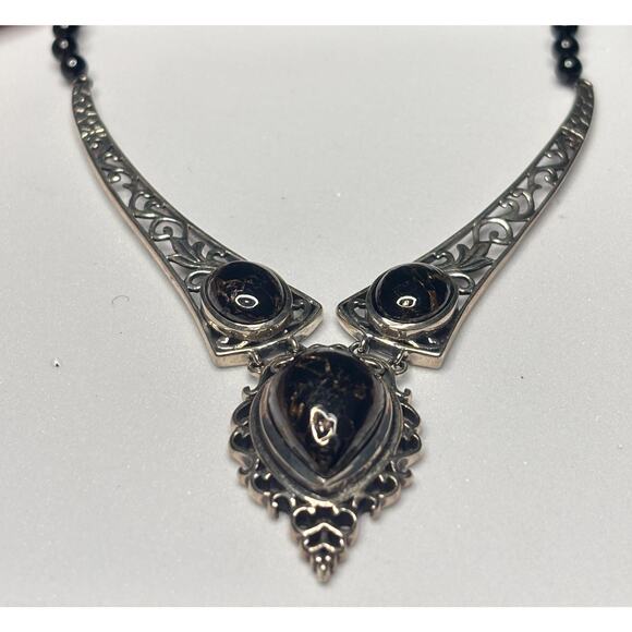 D'Joy Sterling Silver Onyx Beaded Pendant Necklace - Picture 5 of 10